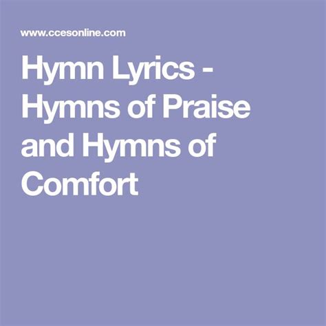 tmcc hymn lyrics|Hymns Of Comfort .